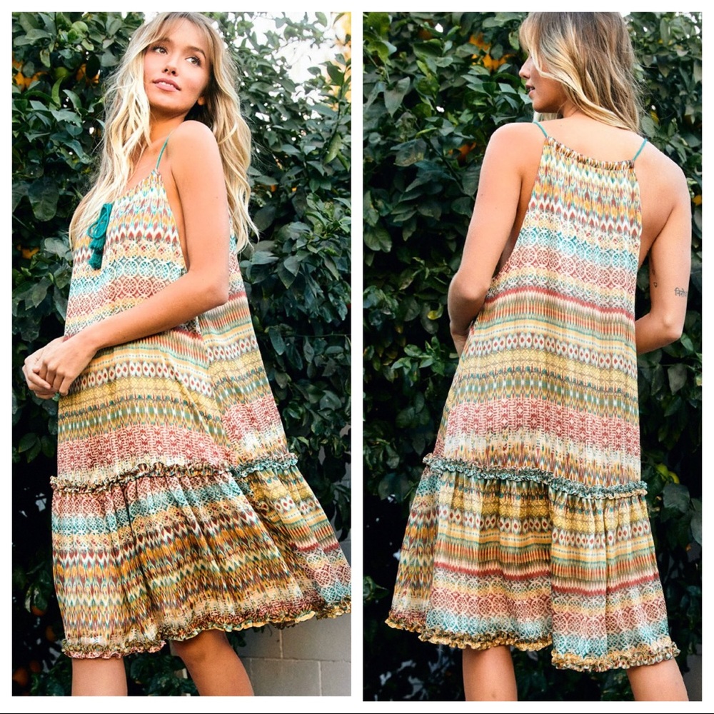 Aztec Print Tassel Tie-front dress - Picture 4 of 5